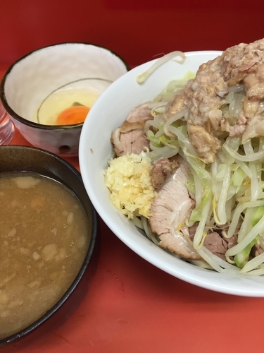 「つけ麺、少なめ、ヤサイ、ニンニク、アブラ」@ラーメン二郎 神田神保町店の写真