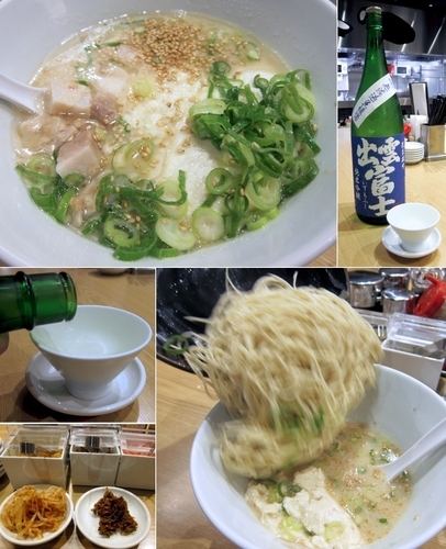 「日本酒 500円 + 白丸とんこつ百年豆腐 + α」@一風堂 浜松町スタンドの写真