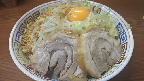 「汁なし（にんにく）」@ラーメン二郎 亀戸店の写真