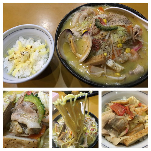 「限定 夏野菜の海鮮ちゃんぽん 850円＋チーズご飯 150円」@麺屋 扇 SENの写真