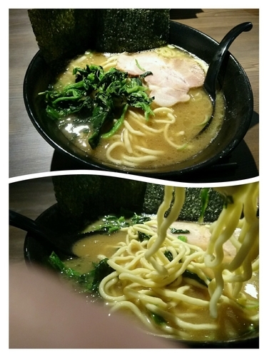 「ラーメン(並)麺堅めの濃い目」@ラーメン 萩原家 藤沢店の写真