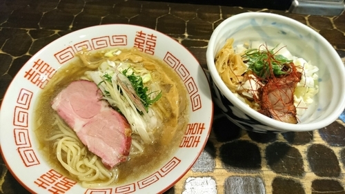 「【限定】冷し煮干そば ＋豚チャーマヨ丼」@特級鶏蕎麦 龍介の写真