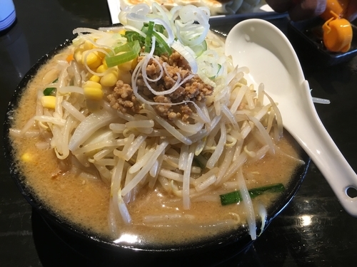 「野菜たっぷり味噌ラーメン+餃子」@かっちゃんらーめん 麺屋○勝の写真