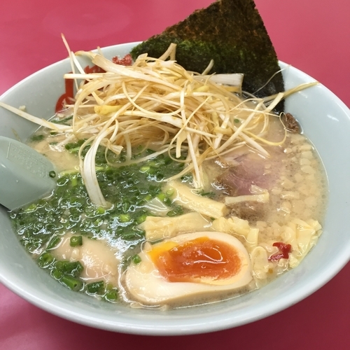 「プレミアム塩とんこつラーメン ＋ネギトッピング」@ラーメン山岡家 土浦店の写真