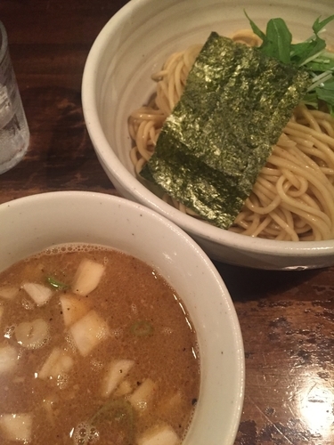 「濃い出汁つけそば、大盛り」@日本橋 製麺庵 なな蓮の写真