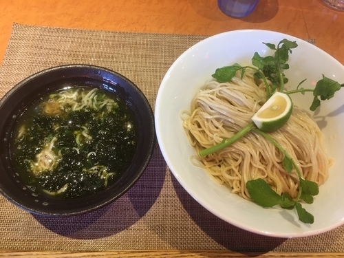 「生海苔としらすと九条ねぎの香味つけそば850円（限定）」@柴崎亭の写真