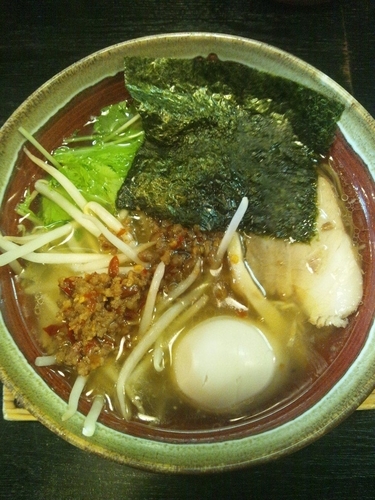 「汐そば（台湾ミンチ・味玉トッピング）」@豚そば ぎんや 黒川本店の写真