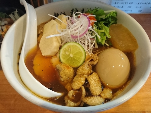 「【 限定】冷し醤油＋肉飯」@麺処 秋もとの写真