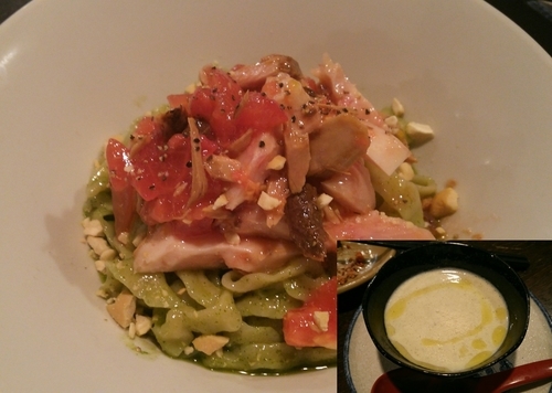 「冷たい大葉の効いた和えそば　700円」@立ち呑み居酒屋 金町製麺の写真