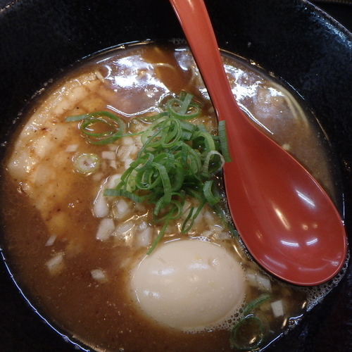 「味玉魚介ラーメン(730円)、替玉(120円→ｸｰﾎﾟﾝ)」@拉麺プカプカの写真