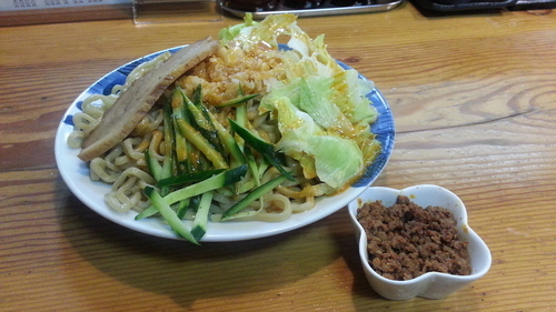 「（限定）香味冷し担々麺②+特盛り+ジャン（うまからダレ）」@角ふじ 心麺の写真