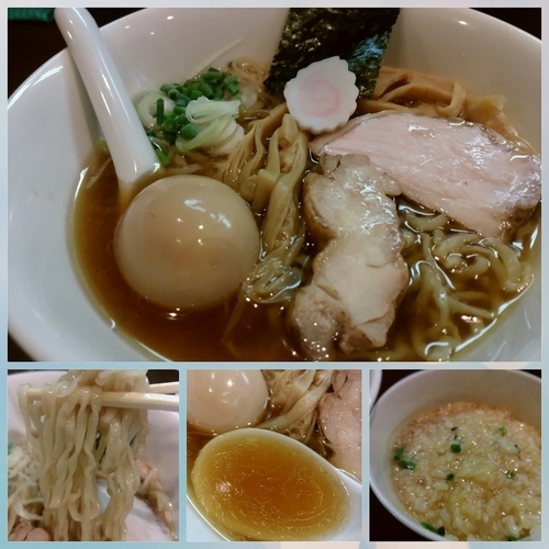 「【限定】鶏中華そば850円+卵かけご飯」@おおぜき中華そば店の写真