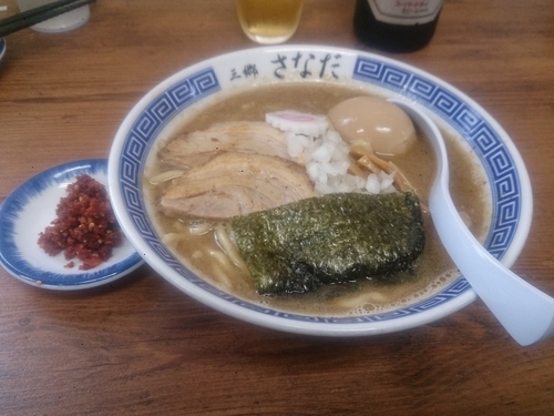 「味玉中華そば＋辛味」@つけめん さなだの写真