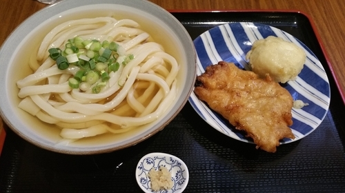 「冷や冷や(大)(500)＋鶏天(130)＋玉子天(120)」@純手打ち讃岐うどん 五郎の写真