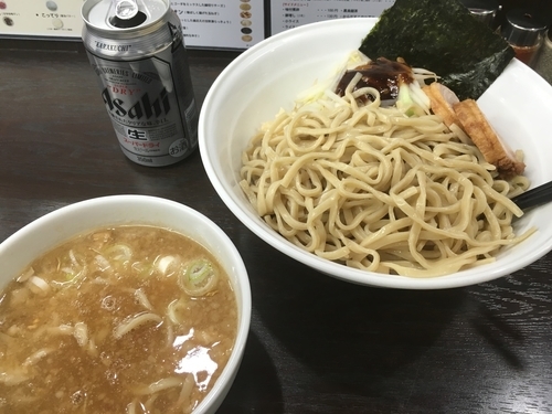 「醤油つけ麺 大盛り ニンニク あぶら  甘め  ビール」@ラーメンいつきの写真
