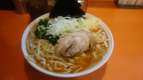 「らーめん、特盛り、野菜抜き、のり、レン草、ニンニク、ネギ、」@ちばからの写真