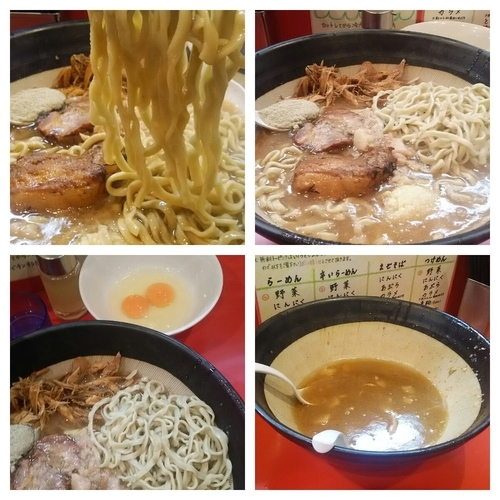 「大らーめん（８00ｇ）＋生卵２つ＋煮干し粉」@麺屋 桐龍の写真