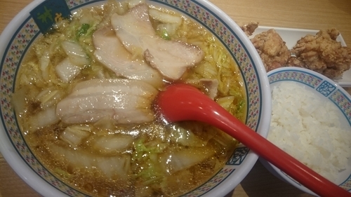 「おいしいラーメン＋からあげセット」@どうとんぼり神座 東京ドームシティ店の写真