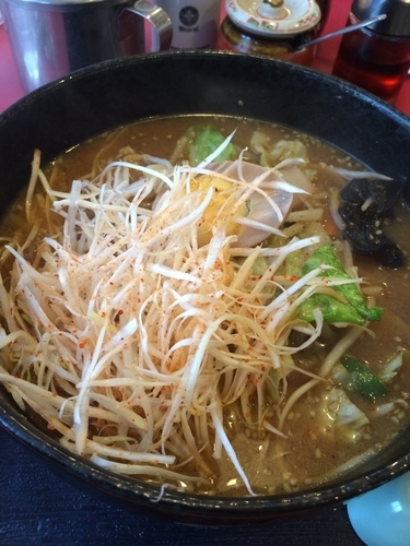 「味噌野菜ラーメン 麻婆麺 餃子」@手打ラーメン 珍来 テクノパーク桜店の写真