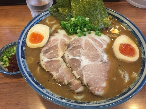 「濃厚和風特製中華そば大盛＋エビ辛し」@浜屋 五反田店の写真