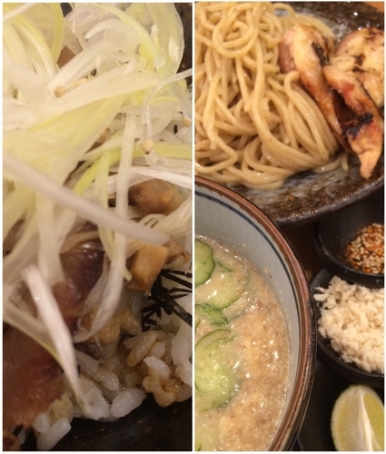 「冷汁味噌つけ麺+炭火焼叉焼小丼」@味噌が一番 西武新宿駅前店の写真