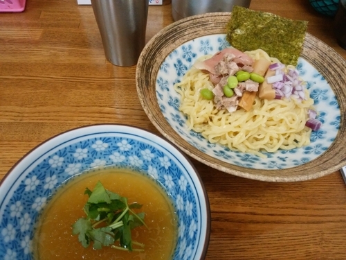 「山葵和え麺with煮干しシャーベット汁（飯割付き）」@㐂九家の写真
