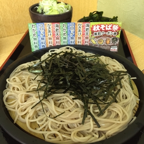 「ざる（￥370）＋わかめ（クーポン）」@ゆで太郎 大森入新井店の写真