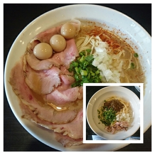 「《限定》太刀魚そば+肉増しウズラ+牡蠣玉」@灰汁中華 丿貫 福富町本店の写真