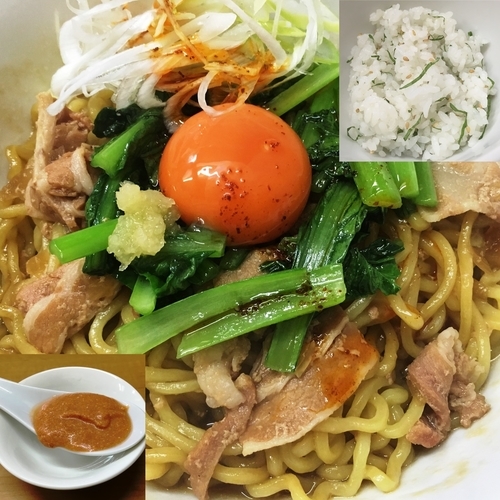 「【限定】ピリ辛豚バラまぜそば（追い飯付）」@中華そば 大井町 和渦の写真