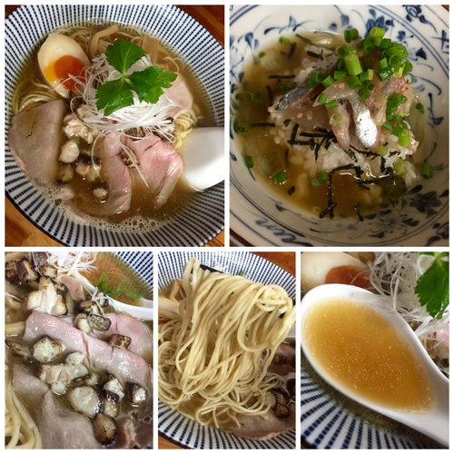 「【期間限定】鯵煮干しそば 冷た〜い茶漬け付き￥880」@中華そば よしかわの写真