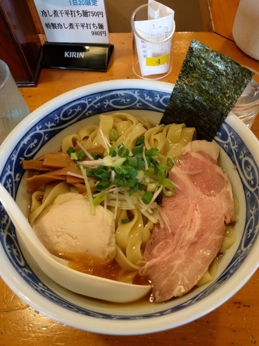 「冷し煮干平打ち麺(750円)」@中華そば 田家 本店の写真
