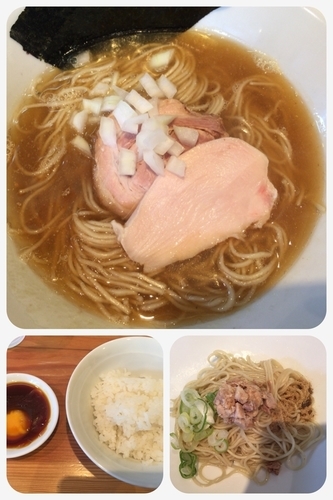 「no name覚醒(塩) + 比内地鶏卵のづけ丼 +和え玉」@らーめん芝浜の写真