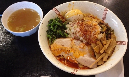 「辛油そば(限定)並盛(スープ付)800円」@中華そば 松葉の写真