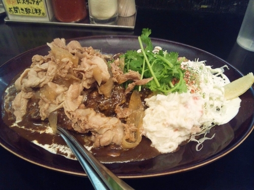 「黒カレー（中）+ガリ豚（小）」@カレーは飲み物。秋葉原店の写真