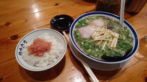 「ねぎラーメン、明太ご飯」@博多長浜らーめん 田中商店の写真