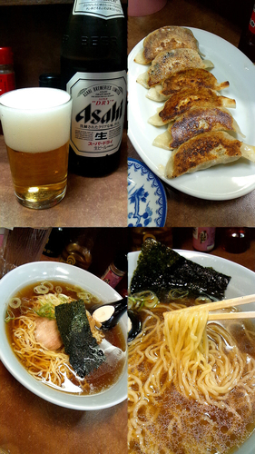 「『うまいラーメン+うまいギョウザ+ピール×３』」@中華料理 輪島の写真