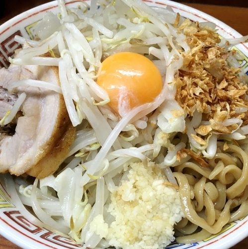 「汁なし（ニンニク）」@ラーメン二郎 亀戸店の写真