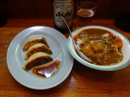 「Cセットミニカレー＋餃子3個」@ラーメン藤の写真