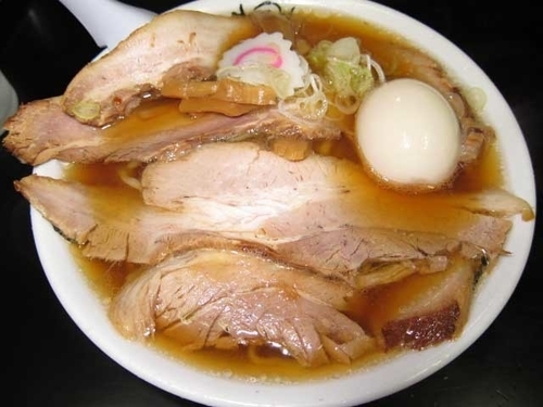 「醤油かけラーメン＋チャーシュー3本のせ他1.100円」@食堂 はせ川の写真