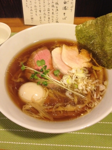 「特製中華そば(平打ち麺)」@中華蕎麦 はざまの写真