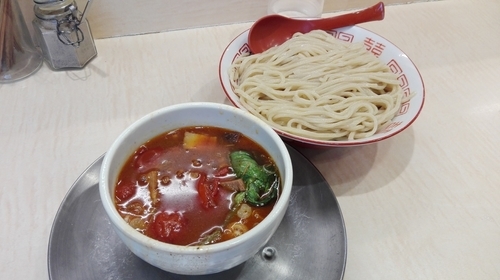 「チリトマトつけ麺（限定）」@食堂 七彩の写真