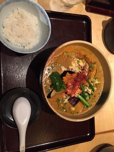 「焼きチーズカレー蕎麦・ライス」@つけ蕎麦 安土 高田馬場本店の写真