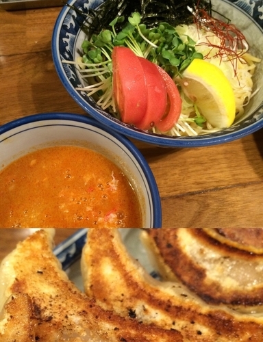 「蟹トマトつけ麺+餃子」@麺や佐市の写真