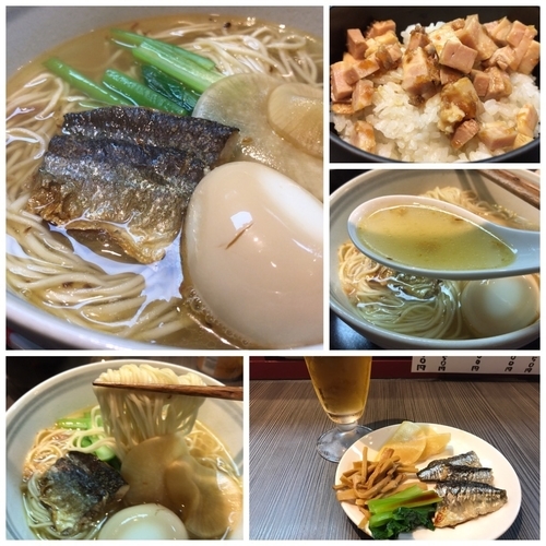 「【限定】焼きさんまそば900円オニチャー丼250円ビール」@柳麺 呉田-goden-の写真