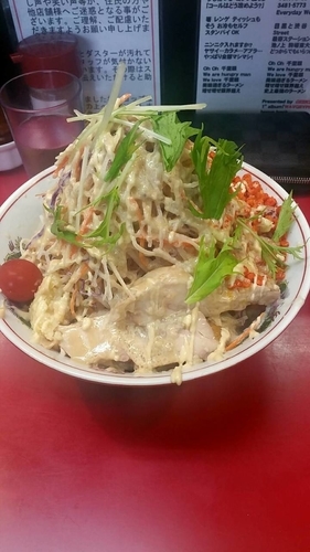 「冷やし中華大アブラガリマヨカラアゲ」@千里眼の写真