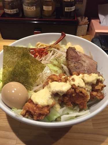 「特製まぜそば大」@中華蕎麦 つけ麺 五味五香の写真