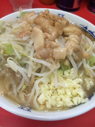 「小ラーメン（麵少なめ ヤサイ少なめ ニンニク アブラ）」@ラーメン二郎 松戸駅前店の写真