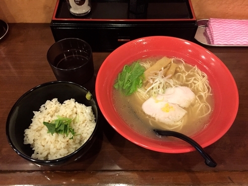 「鯛らーめん（塩）＋鯛出汁ご飯／オープン記念サービス」@鯛らーめん 寿の写真