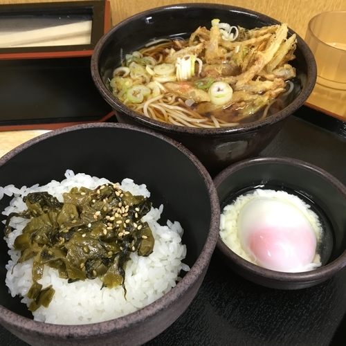 「朝定食B（¥360）＋かき揚げ（クーポン）」@ゆで太郎 南大井店の写真