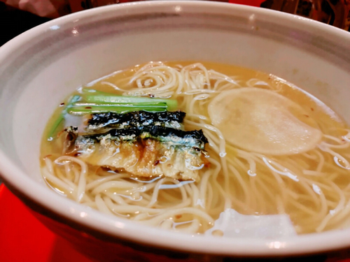 「【限定】焼きさんまそば900円＋ビール 他」@柳麺 呉田-goden-の写真